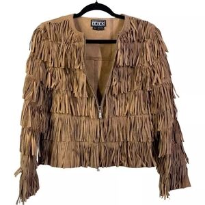 BEREK Layered Leather Fringe Jacket